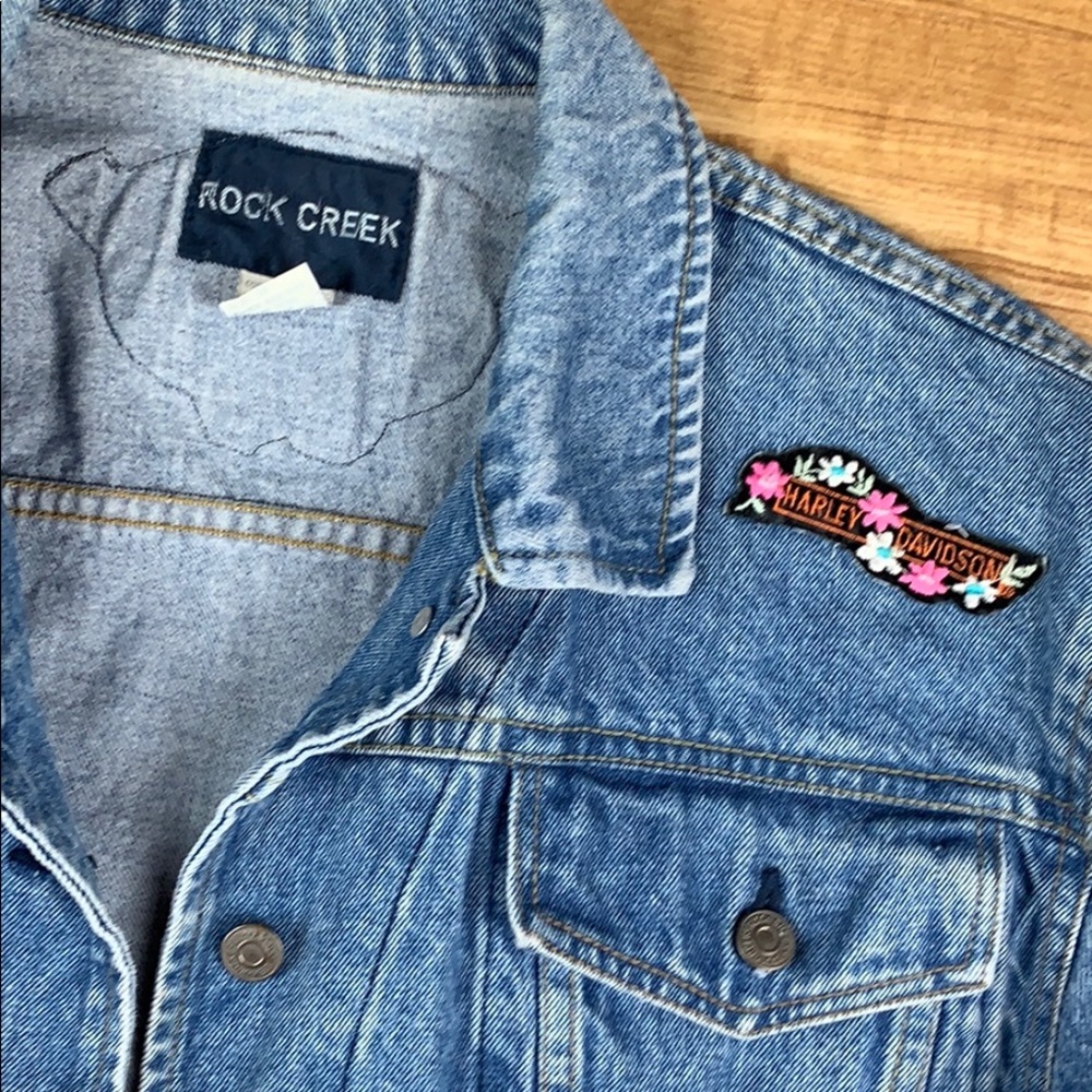 Harley Davidson Vintage Patch Denim Jean Jacket M - Picture 4 of 7